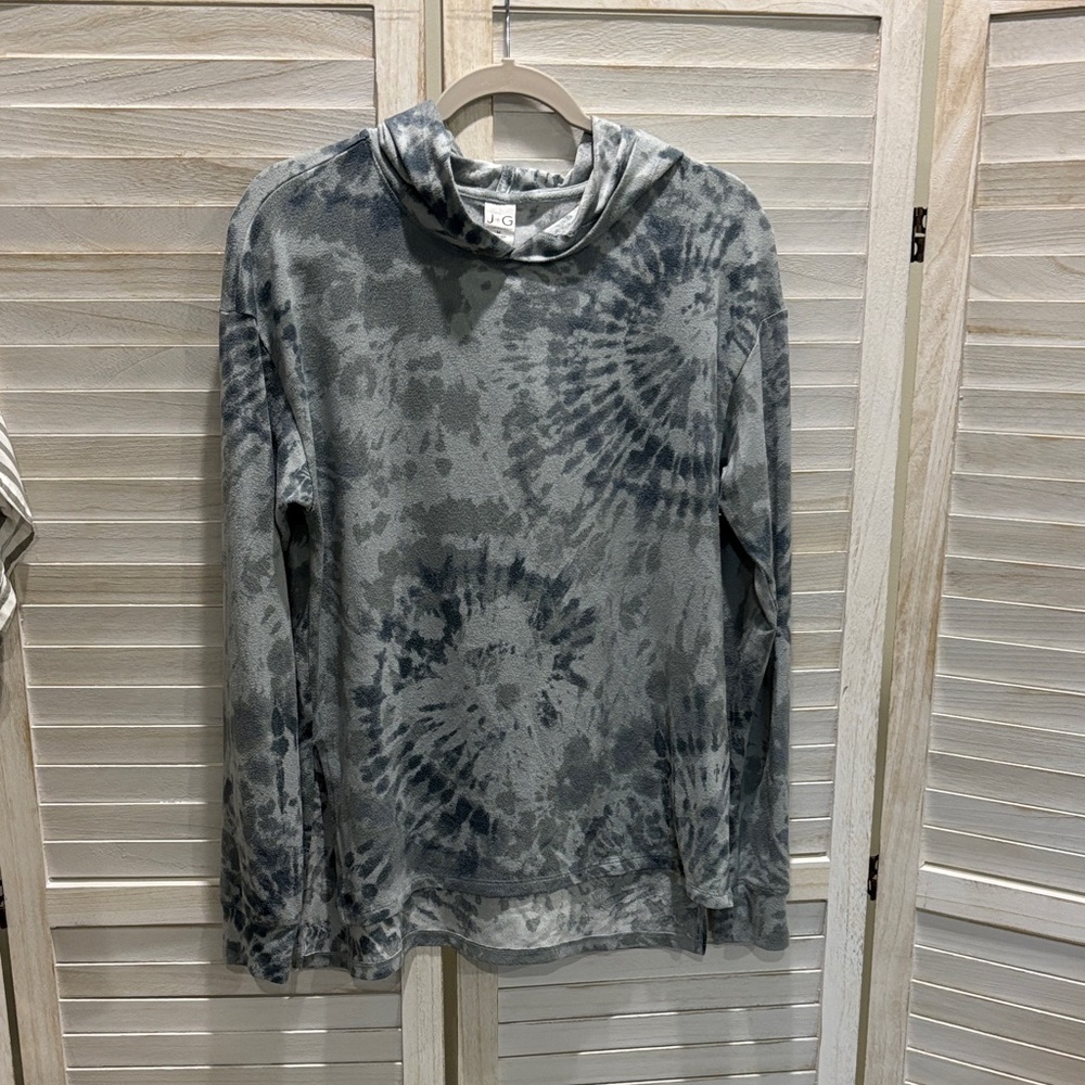 Jasmine & Ginger Blueish Grey Tie-Dye Hoodie